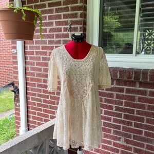 Altar'd State Women's Cream Lace Mini Dress - size S